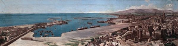 Vista Del Puerto De Malaga Oil Painting by Charles Clifford