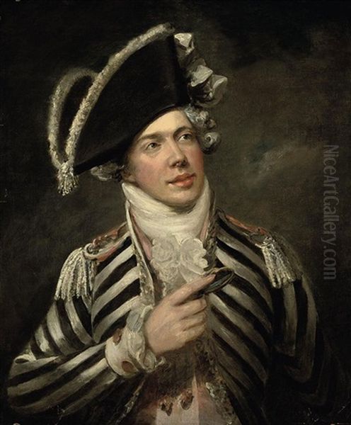 Portrait Of A Gentleman (john Fawcett As Friponi ?) In A Black And White Coat And Black Hat by George Clint