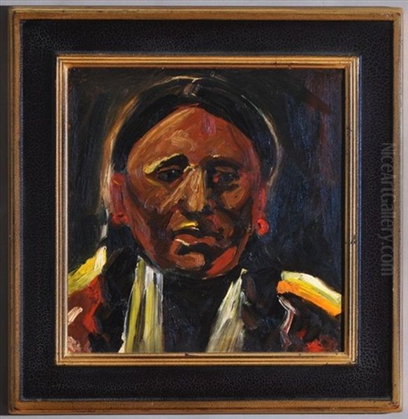 Indian Portrait No.8 Oil Painting by Merton Clivette