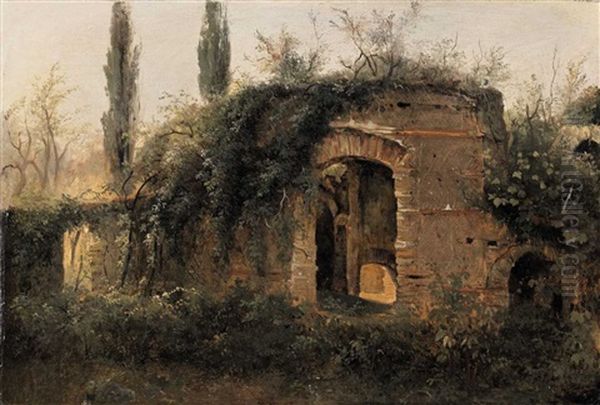 Roman Ruins In The Campagna Romana Oil Painting by Francois Gilles Joseph Closson