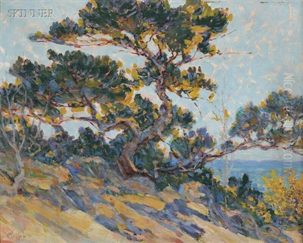 Windswept Cypress/a California View Oil Painting by William Baxter Closson