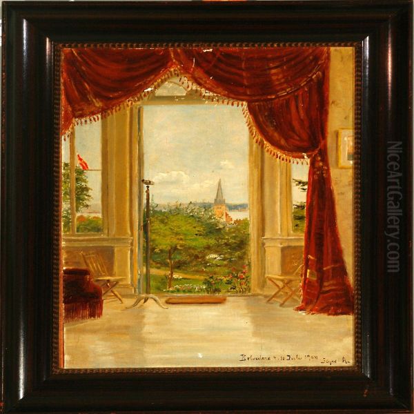 View Toward The Maria Church In Elsinore Oil Painting by Signe Andreasen