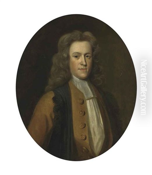 Portrait Of A Gentleman, Half-length, In An Buff Coat Oil Painting by John Closterman