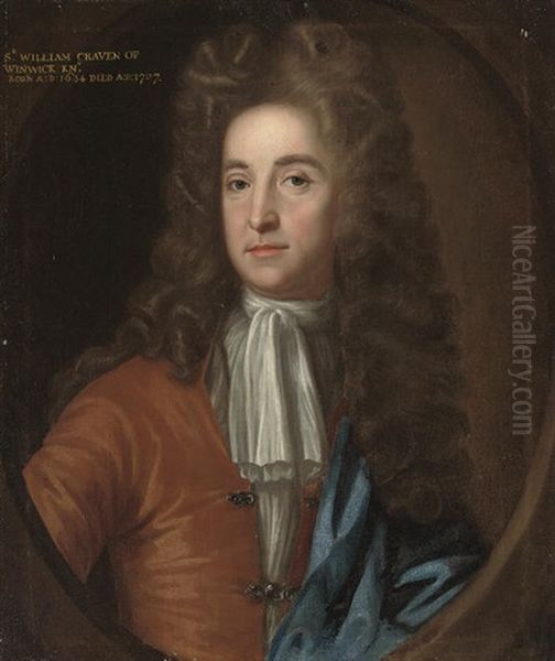 Portrait Of Sir William Craven, Of Winwick, Northamptonshire In A Brown Coat And Blue Mantle Oil Painting by John Closterman