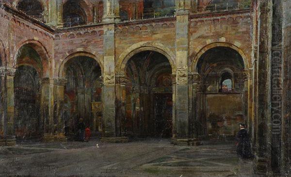 Basilica Di Sant' Ambrogio Oil Painting by Eugenio Andreasi