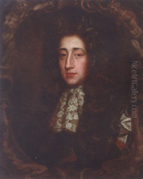 Portrait Of A Gentleman, In A Dark Coat With Lace Jabot Oil Painting by John Baptist Closterman