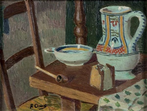 Nature Morte A La Pipe Oil Painting by Albert Clouard