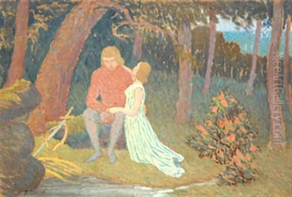 Romance En Sous Bois Oil Painting by Albert Clouard