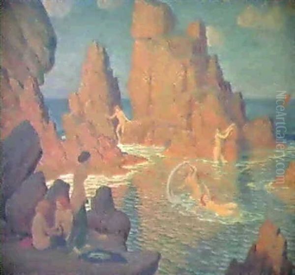 Les Baigneuses Oil Painting by Albert Clouard