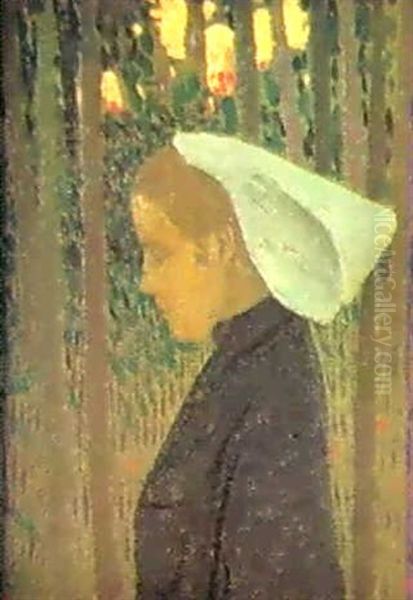 Femme A La Coiffe Oil Painting by Albert Clouard