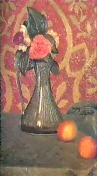 Nature Morte Au Camelia Oil Painting by Albert Clouard