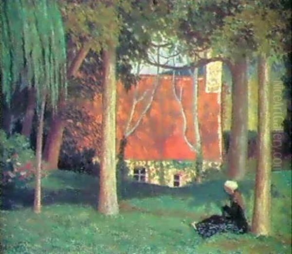 La Maison Au Toit Rouge Oil Painting by Albert Clouard