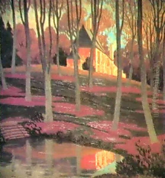 Manoir Dans Les Arbres Oil Painting by Albert Clouard