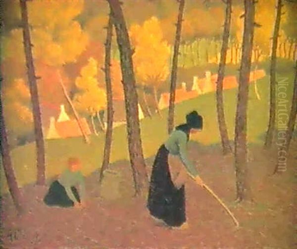 Bineuses Sous Les Arbres by Albert Clouard