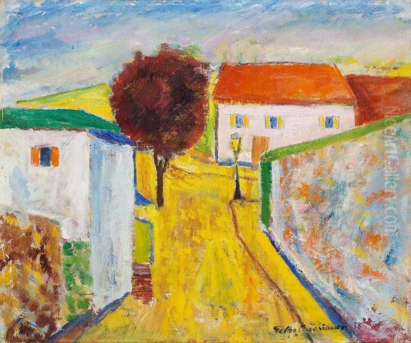 Village In Southern France Oil Painting by Folke Andreasson