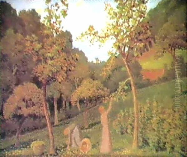 La Cueillette De Pommes Oil Painting by Albert Clouard