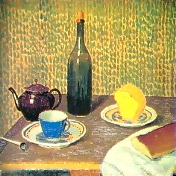 Nature Morte A La Bouteille Oil Painting by Albert Clouard