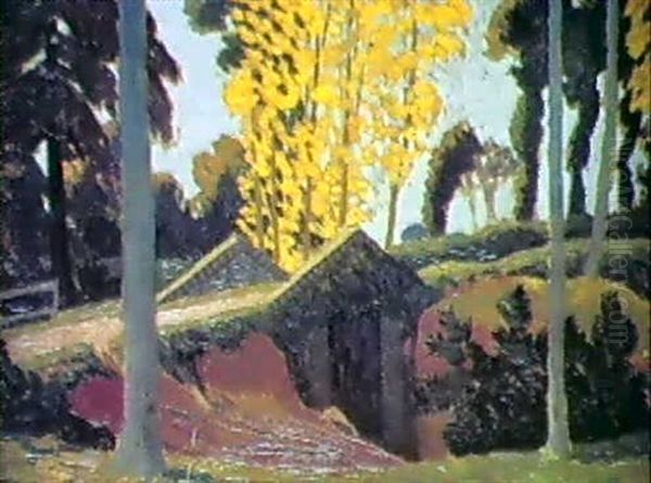 Les Arbres Jaunes Oil Painting by Albert Clouard