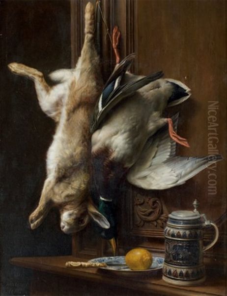 Nature Morte Au Colvert Et Au Lapin Oil Painting by Felix Clouet