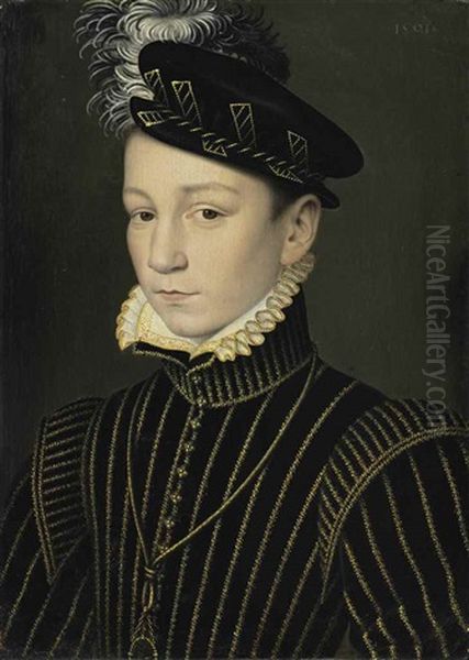 Portrait Of King Charles Ix Of France (1550-1574) Oil Painting by Francois Clouet