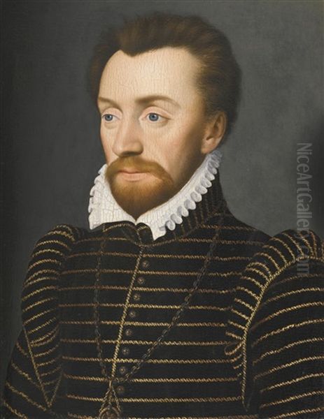 Portrait Of Louis I De Bourbon, Prince De Conde (7 May 1530 - 13 March 1569). Head And Shoulders Oil Painting by Francois Clouet