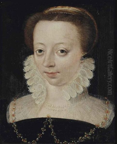 Portrait Of A Lady, Bust-length, In A Black Dress With A White Ruff Oil Painting by Francois Clouet