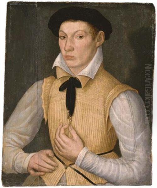 Portrait Of A Young Man In A Yellow Doublet And A Black Cap Oil Painting by Francois Clouet