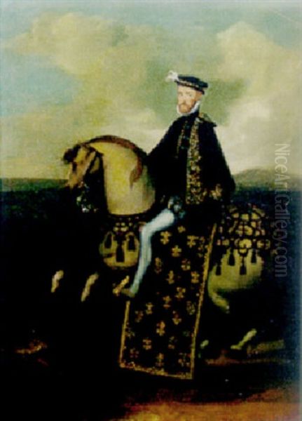 Equestrian Portrait Of Henry Ii Of France Oil Painting by Francois Clouet