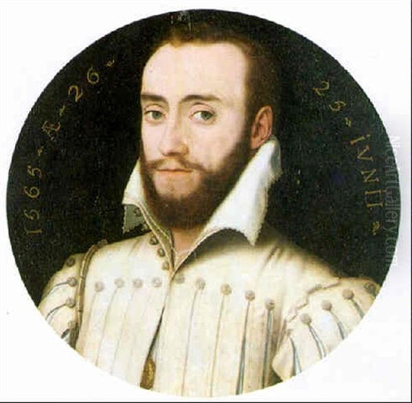 Portrait Of A Bearded Gentleman, Aged 26 Wearing A White Slashed Tunic And A White Collar Oil Painting by Francois Clouet