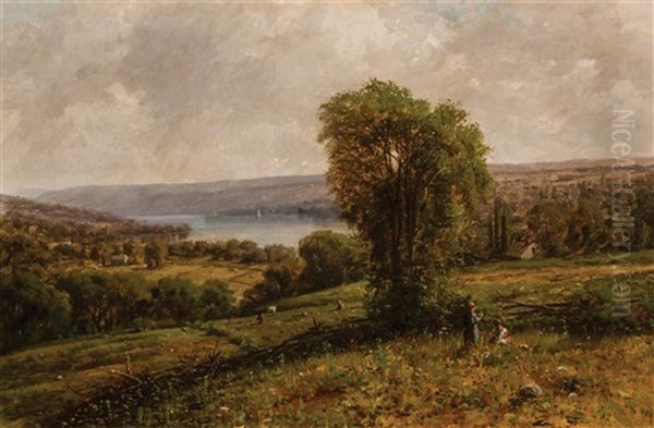 A View On The Lake Oil Painting by George Lafayette Clough