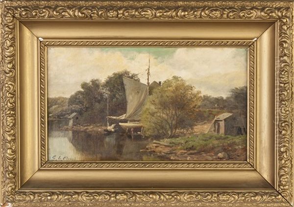 Lake Scene Oil Painting by George Lafayette Clough