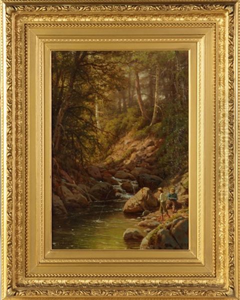 2 Fly Fishermen Oil Painting by George Lafayette Clough