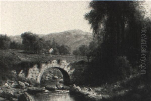 Landscape With Bridge Oil Painting by George Lafayette Clough