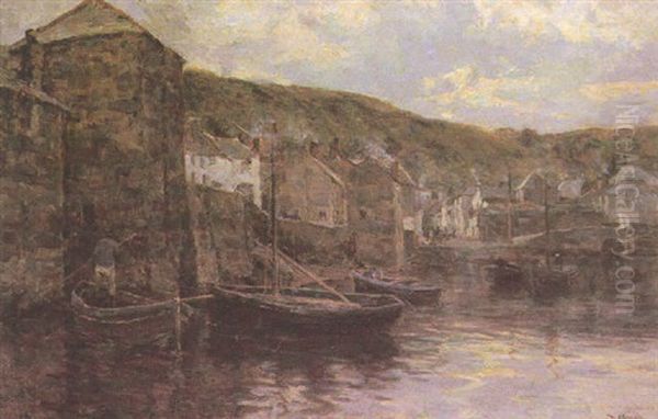 Evening In Polperro Oil Painting by Tom Clough