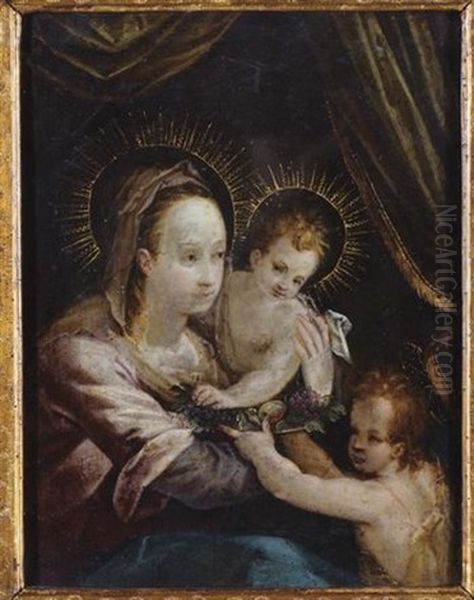 Madonna Con Bambino E San Giovannino Oil Painting by Giulio Clovio