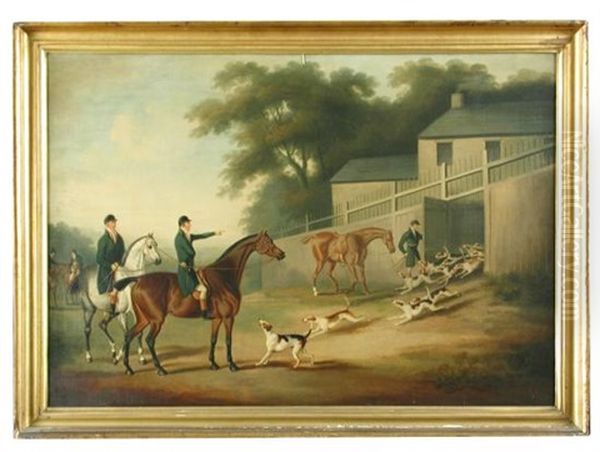 Unboxing, The Off, The Chase, The Kill; Scenes With A Harrier Pack - After Samuel Howitt's (1756/57-1822) Engraved Compositions Of Hare Hunting Scenes Oil Painting by Daniel Clowes