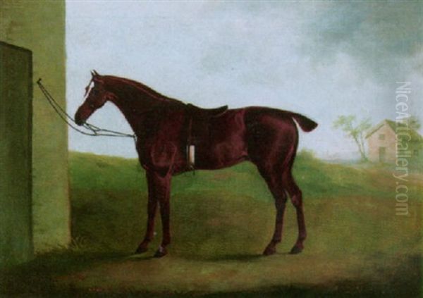 A Chestnut Hunter In A Landscape Oil Painting by Daniel Clowes