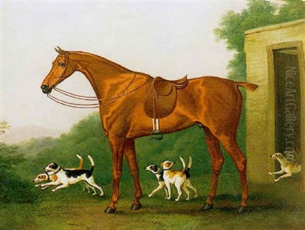 Horse And Hounds Oil Painting by Daniel Clowes