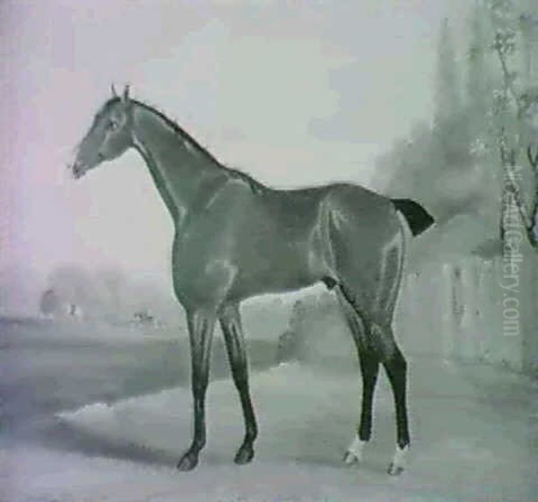 A Chestnut Hunter In A Field Oil Painting by Daniel Clowes