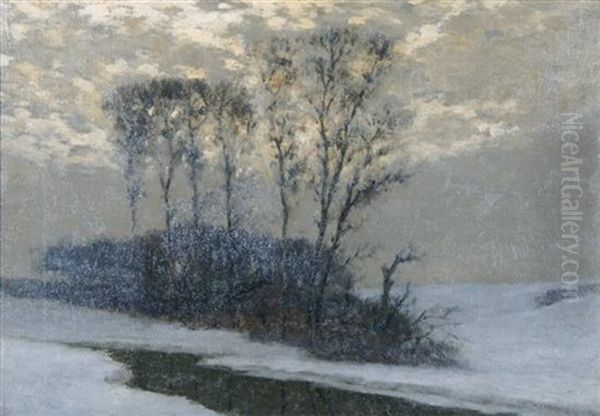 Frozen Creek Oil Painting by William Clusmann