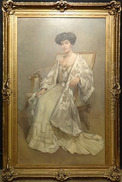 Cluysenaar_andre Portrait D'elegante Oil Painting by Andre Edmond Alfred Cluysenaar