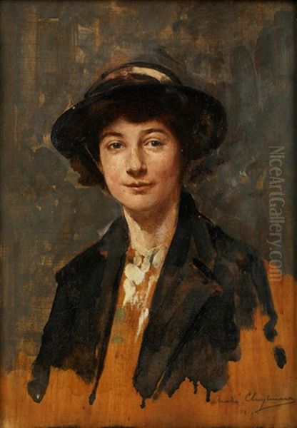 Portrait Of Hermina Constance Simpson Oil Painting by Andre Edmond Alfred Cluysenaar