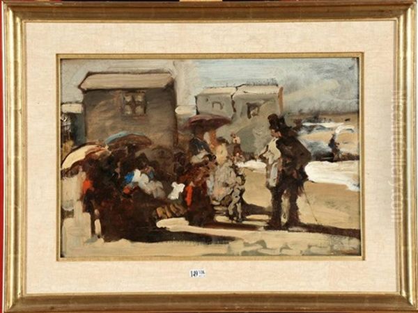 Coin De Plage Animee Oil Painting by Jean Andre Alfred Cluysenaar