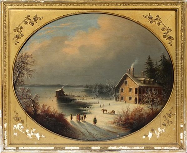 Winter On The River Oil Painting by Edmund C. Coates