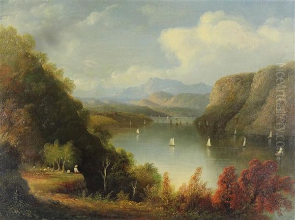 View Of The Hudson Oil Painting by Edmund C. Coates