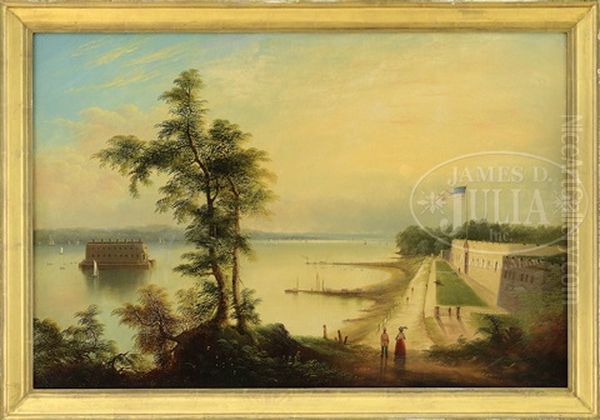 The Narrows From Fort Hamilton, Staten Island Oil Painting by Edmund C. Coates