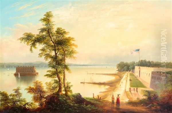 Governor's Island (new York) Oil Painting by Edmund C. Coates