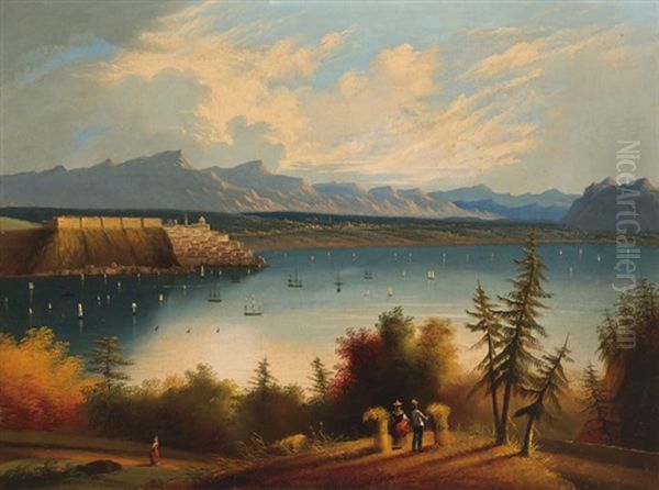 Panoramic View, (possibly Quebec) Oil Painting by Edmund C. Coates