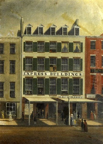 The New York Daily Express Building Oil Painting by Edmund C. Coates