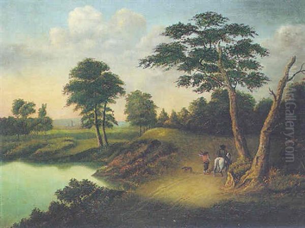 Travelers Beside A River Oil Painting by Edmund C. Coates